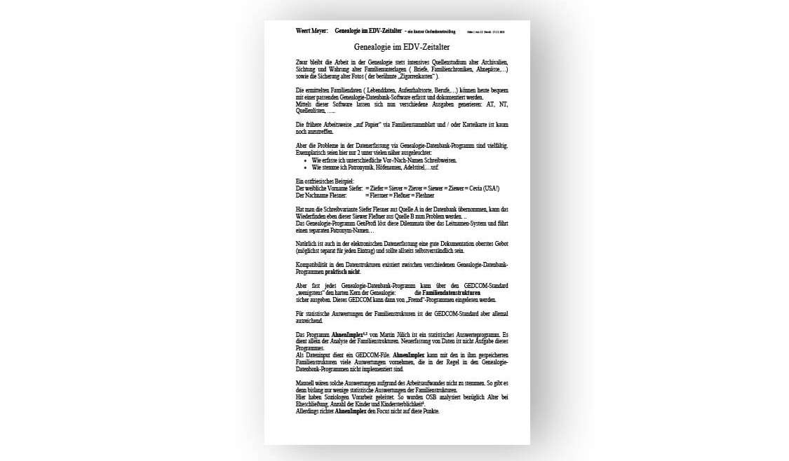 Genealogie im EDV-Zeitalter